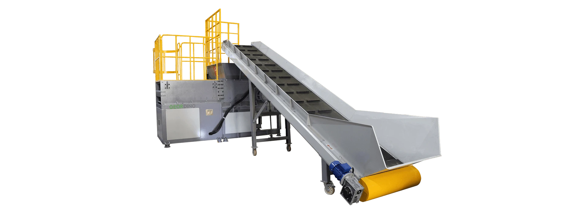 single shaft shredder with  conveyor