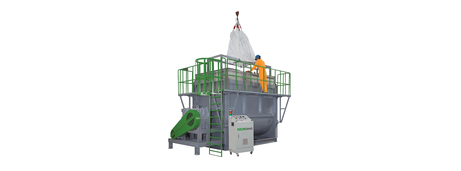 horizontal ribbon mixer has been set a safety stair to let operator give a much easier maintenance