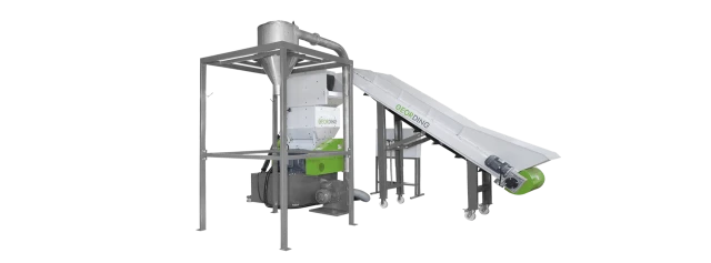 plastic shredder machine and conveyor