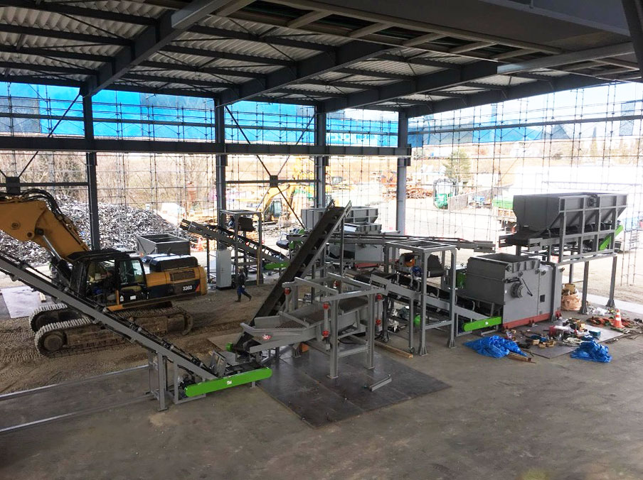 Plastic recycling line for mixed and contaminated waste processing.